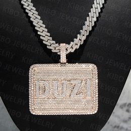 Iced Out Letter Mossanite Square Charm Custom 3d Naam S925 Zilveren Echte Vvs1 Moissanite Diamond Chain Hanger