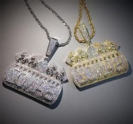 Iced Out Letters en espèces Nous faisons confiance à un collier pendentif pour les hommes Femmes Micro Pave Colliers Hip Hop Bijoux Hip Hop 20101332394699094198