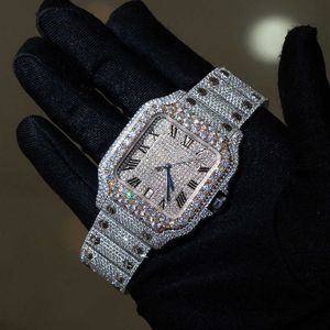 Iced Out Luxury Vvs Moissanite Watch Diamond Bust Down Hip Hop Acero inoxidable