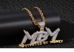 Iced out MBM gemotiveerd door geld hanger ketting voor mannen vrouwen luxe designer heren bling diamanten letters hangers hiphop ketting n5421557