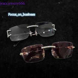 Iced Out Men Lunettes Bling Moisanite Diamond Sunglasses Box Mirror Hip Hop Brandled Jewelry Rappeeur Original 1 PCS