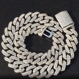 Cadena de eslabones cubanos Iced Out Miami, collar de Hip Hop para hombres, oro y plata, joyería de 16 pulgadas, 18 pulgadas, 20 pulgadas, 22 pulgadas, 24 pulgadas, 18MM272t