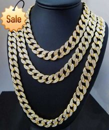 Iced Out Miami Cuban Link Chain Gold Silver Men Hip Hop Necklace Jewelry 16Inch 18Inch 20Inch 22Inch 24Inch 26Inch 28Inch 30Inch5662752