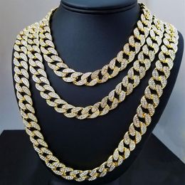 Iced Out Miami Cubaanse schakelketting Goud Zilver Heren Hip Hop Ketting Sieraden 16Inch 18Inch 20Inch 22Inch 24Inch 26Inch 28Inch 30Inch2580