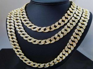 Iced Out Miami Cuban Link Chain Gold Silver Men Hip Hop Collier Bijoux 16inch 18inch 20inch 22inch 24inch 26inch 28inch 30inch223466091