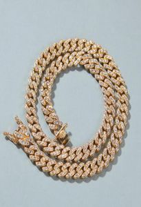 Iced Out Miami Cuban Link Chain Mens Gold Chains Collier Bracelet Fashion Hip Hop Bijoux 9 mm4299062