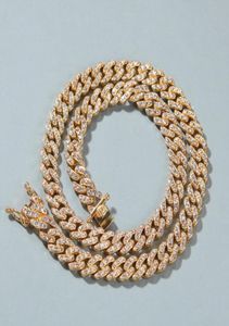 Iced Out Miami Cuban Link Chain Mens Gold Chains Collier Bracelet Fashion Hip Hop Bijoux 9 mm4421155