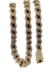 Iced Out Miami Cuban Link Chain Homme Hens Rose Gold Chains Collier Bracelet Bijoux Hip Hop Fashion Hip Hop6990591