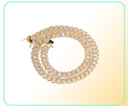 Iced Out Miami Cuban Link Chain Silver Mens Gold Chains Necklace Bracelet Fashion Hip Hop Jewelry 9mm6385288