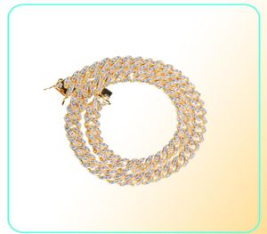 Iced Out Miami Cuban Link Chain Silver Mens Gold Chains Collier Bracelet Fashion Hip Hop Bijoux 9 mm8080650