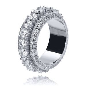 Iced out micro verharde 5row zirkoon roterende fijnere ring goud verzilverd heren hiphop sieraden cadeau