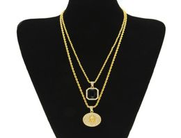 Ensemble de collier avec pendentif visage de jésus en Micro rubis glacé pour hommes, bijoux Hip Hop en alliage de Zinc de haute qualité 29166716681491