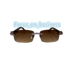 Iced Out Moissanite Rimless zonnebril Detroit Style Sunglasses Bussed Down Hip Hop -bril voor rappers Luxe gepersonaliseerd