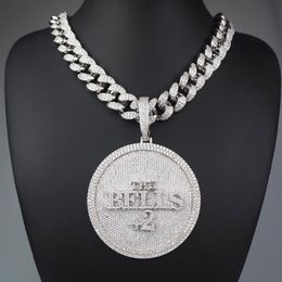 Iced Out Nummer 44 Große Diamant-Halskette mit rundem Anhänger, 18 Karat vergoldet, Herren-HipHop-Bling-Schmuck, Geschenk270Q