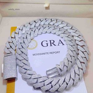 Iced Out Pass Diamond Tester 925 Collier en argent sterling VVS Moisanite Cuban Link Chain