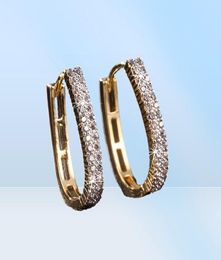 Iced out verharde Zirconia hoepel oorbellen 18k geel goud gevuld Womens Huggie oorbellen sprankelend cadeau mooie sieraden2900363