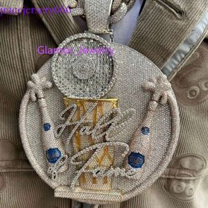 Iced Out Pendant Custom Letter Nom personnalisé rond Moisanite Making Pass Tester VVS Diamond for Men