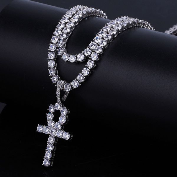 Iced Out Pendentif Hip Hop Cubain Lien Chaîne Designer Bijoux Diamant Collier Micro Pavé CZ Cristal Croix Pendentif pour Hommes De Luxe Bling