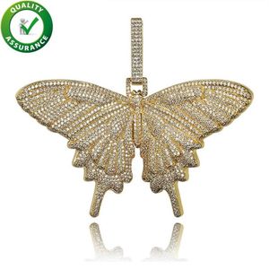 Iced Out Hanger Hip Hop Sieraden Luxe Designer Ketting Heren Gouden Ketting Hangers Bling Diamond Butterfly Charms Rapper Fashion A2500