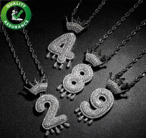 Iced Out Pendant Hip Hop Jewelry Men Luxury Designer ketting Heren Diamantketen Hanger Bling Number rapper Hiphop Gold Silver CH4007359