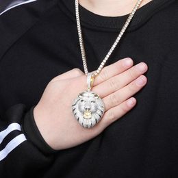 Ciondolo ghiacciato Gioielli Hip Hop Uomo Designer di lusso Collana con diamanti Catena da tennis Bling Lion Pendenti Fascino Rapper Hiphop Uomo Ac2669