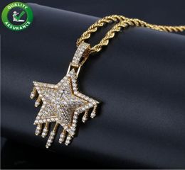 Iced Out hanger heren hiphop ontwerper sieraden goudkleurige diamanten kwast grote Davidster hanger met Cubaanse ketting Wome3249790