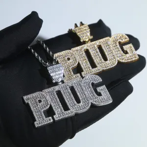 Iced Out Out Plug hanger ketting Nieuwe charm micro pave volledige kubieke zironica stenen hiphop mode coole letter sieraden heren