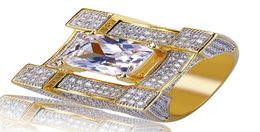 Iced ring zirkon 3d suqare gouden kleur vergulde ringen voor mannelijke vrouwen bling persoonlijkheid mode glamour sieraden minnaar cadeau7995969