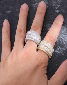 Anneaux Iced Out pour hommes Hip Hop Luxury Designer Mens Bling Diamond Gold Silver Ring 18K Gold plaqué de mariage anneau doré 1324013