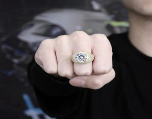 Anneaux Iced Out pour hommes du concepteur de luxe pour hommes Big Bling Diamond Ring 18K Gold plaqué Cople Zircon Mariage Anneau de fiançailles L9663215