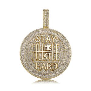 Iced Out Ronde Hanger Ketting Letter Saty Hard Goud Verzilverd Heren Hiphop Kettingen Jewelry2843