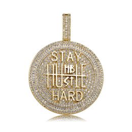 Iced Out Ronde Vorm Diamanten Hanger Ketting Letter Saty Hard Goud Verzilverd Heren Bling Hip Hop Jewelry204c