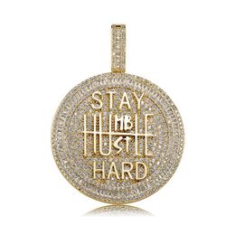 Iced Out Ronde Vorm Diamanten Hanger Ketting Letter Saty Hard Goud Verzilverd Mens Bling Hip Hop Jewelry238B