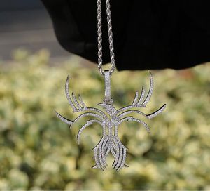 Collier avec pendentif papillon squelette glacé, chaîne en corde de diamant scintillant, accessoires de rappeur à la mode