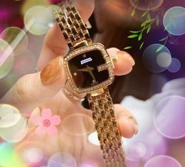 Iced Out Reloj con esfera cuadrada pequeña Hip Hop Anillo de diamantes de acero inoxidable Reloj con movimiento de cuarzo para mujer Relojes clásicos de negocios a prueba de agua montre de luxe