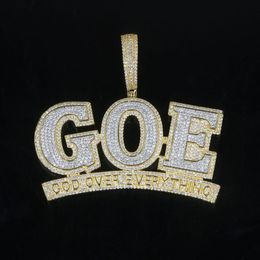 Iced Out искрящийся Bling 5A кубический циркон Cz GOE письмо подвеска ожерелье для мужчин мальчик мода хип-хоп модные украшения290G