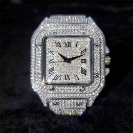 Iced Out Square Men Watches Top Brand Luxury Full Diamond Hip Hop Watch Fashion Unltra Thin Wristwatch Male Jewelry 2021 247i