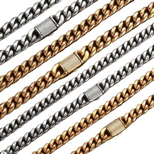 Iced Out roestvrij staal Cuban Link Chain PVD Gold vergulde hiphop ketting Bracelet Diamond Moissanite voor mannen