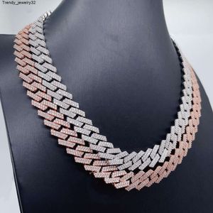 Collier en argent Sterling glacé pour hommes, chaînes à maillons cubains en diamant Vvs1 à deux rangées de Moissanite