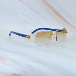 Iced Out zonnebril strass brillen blauw hout ontwerper merk luxe ontwerper Carter vintage zonnebril heren decoratie gouden frame