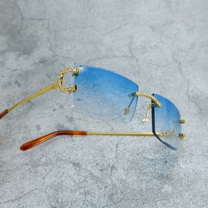 Lunettes de soleil Iced Out Y2K Wire C Lunettes de soleil Diamond Sinases Coup Sun Glasses Luxury Desinger Carter Sunglass pour hommes et femmes Lentes vintage De Sol Mujer