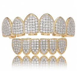 Iced Out Teeth Grillz, parrillas de circonia AAA ostentosas para hombre y mujer, regalos de joyería de Hip Hop