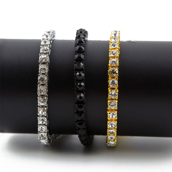 Iced Out Tennis Bracelet Hommes Hip Hop Bling Shinning1 Rangée 5 MM/8 MM Ronde 3A Strass Bracelets Hommes Bracelet Bijoux De Mode