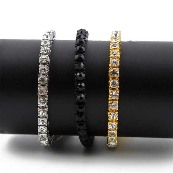 Bracelet de tennis glacé pour hommes, style Hip Hop brillant, 1 rangée, 5MM, 8MM, rond, strass 3A, bijoux à la mode, 2642