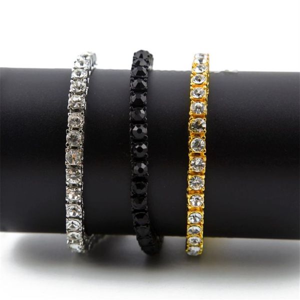 Bracelet de tennis glacé pour hommes, style Hip Hop brillant, 1 rangée, 5MM, 8MM, rond, strass 3A, bijoux à la mode, 252w