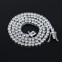 Chaîne de Tennis glacée 4mm une rangée AAAA Zircon collier lien pour hommes femmes Hip Hop bijoux Drop Shopping 240125