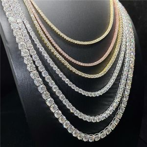 Iced Out Tennis Chains 5 mm Luxury Single Row Rose Gold Silver Women Colliers Mash