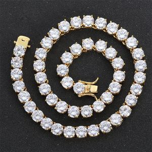 Iced Out Tennis Necklace 8mm Copper Microinset Zircon Single Row Cuban Chain Necklaces For Men Women Hipster Tennis Jewelry