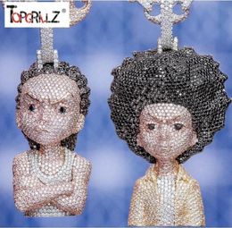 Iced Out the Boondocks Pendant Cz Collier Chain Menswomen Micro Paveed Hip Hop Gold Silver Color Bling Charm Chains Jewelry J19071174048