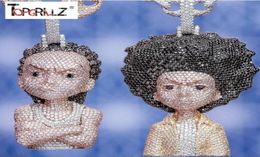 Iced Out the Boondocks Pendant Cz Collier Chain Menswomen Micro Paveed Hip Hop Gold Silver Color Bling Charm Chains Jewelry J19075026227